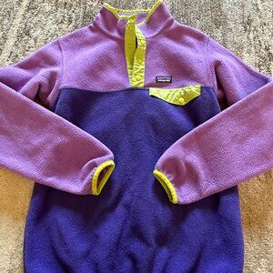 Patagonia size 14 Girls Youth Half Zip Sweatshirt Purple Block Colors